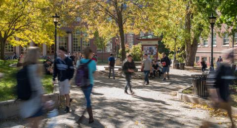 UNH Students in Murkland Courtyard