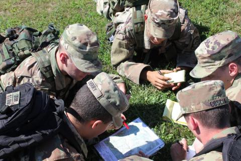 ROTC cadets participating  in training exercise