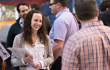 student at career event