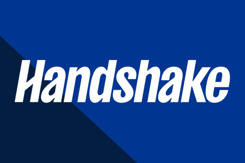 Handshake Logo over blue background