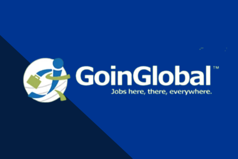 GoinGlobal Logo over blue background