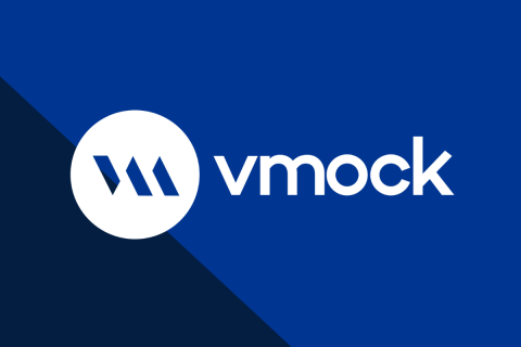 VMock Logo over blue background
