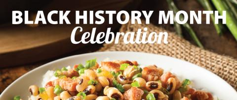 Black History Month Celebration Text with Rice and Bean Dish Photo