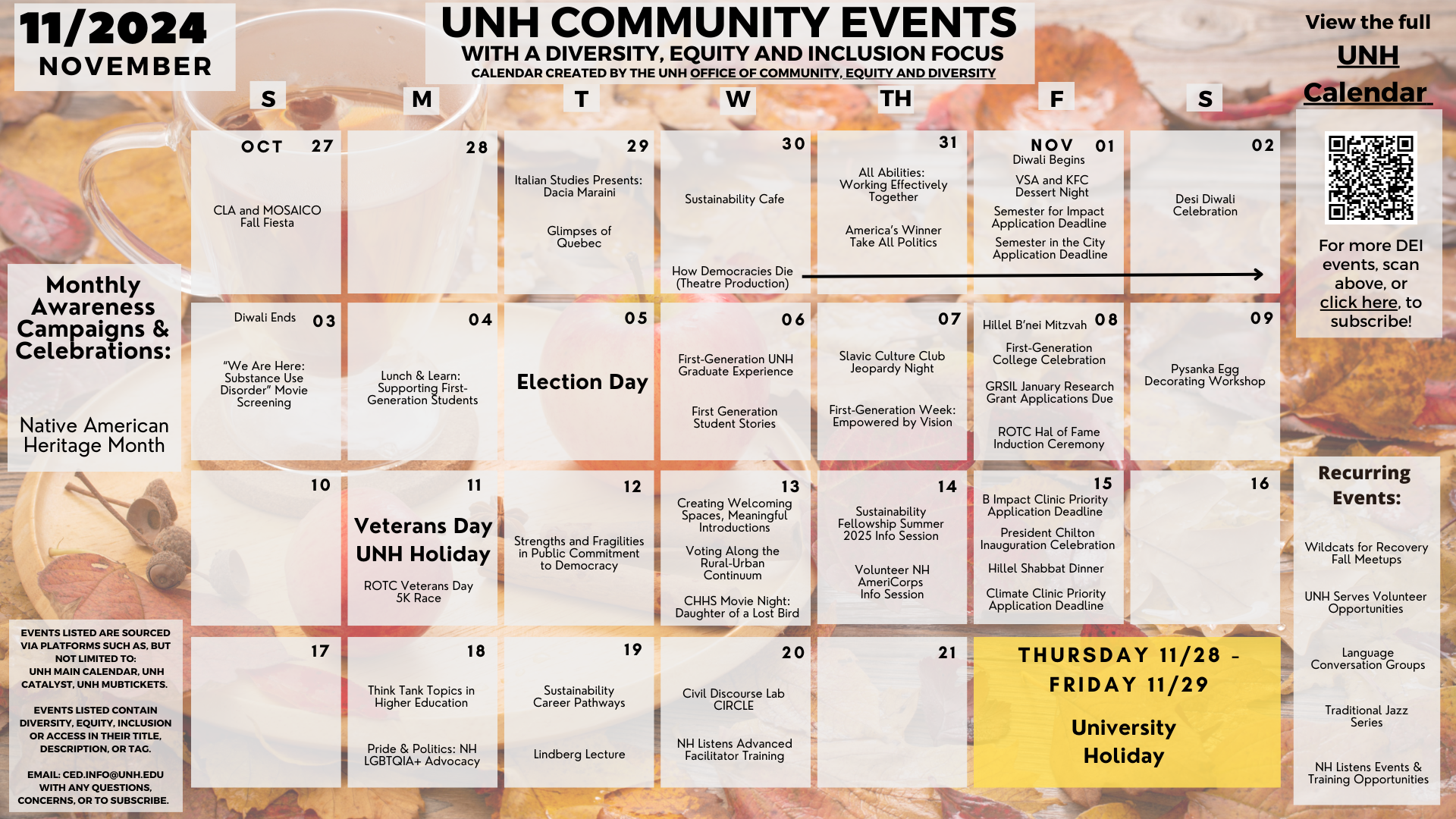 UNH DEI Calendar - November 2024