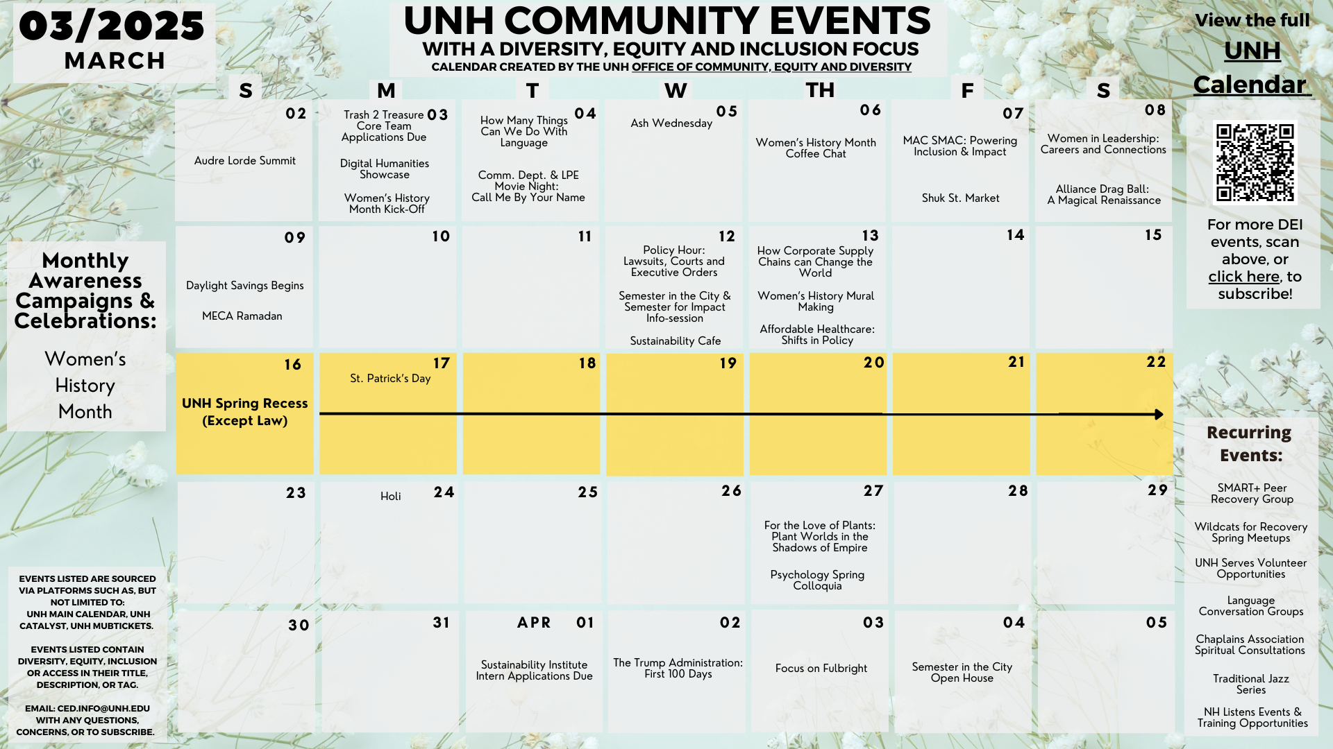 UNH DEI Calendar - March 2025