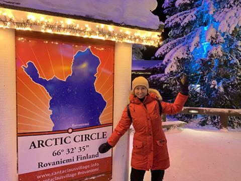 Professor Du at the line of Arctic Circle