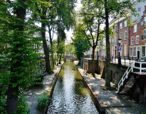 Canal and brick buildings in Utrecht