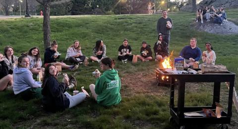 Fire pit social at Sawyer