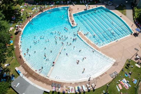 Aerial photo of campus pool