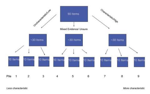 Webbed representation of the Q-sort procedure