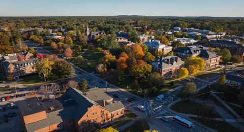 Aerial view of foliage on Durham campus