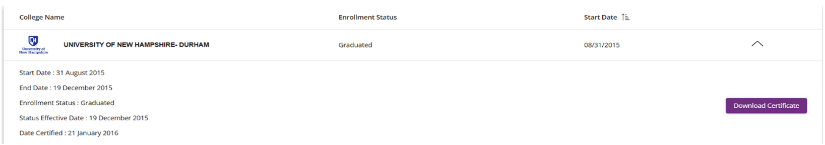 Screen shot of Enrollment Status page showing where to click to download a certificate