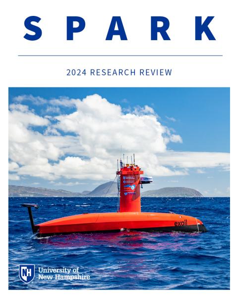 Text says Spark 2024 Research Review above image of red autonomous vessel in the ocean