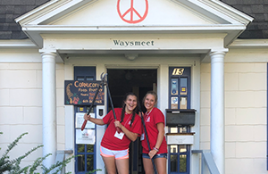 women standing at door of Waysmeet