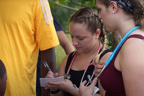 nursing students working in the community