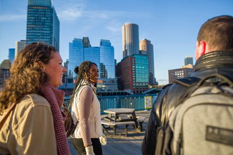 students walking in Boston