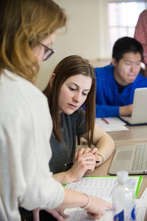 Student in class