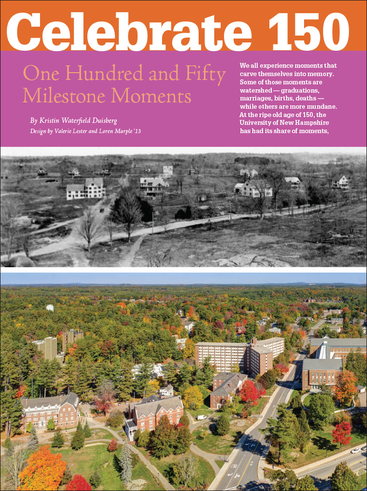 UNH Magazine One Hundred and Fifty Milestone Moments Feature page 1