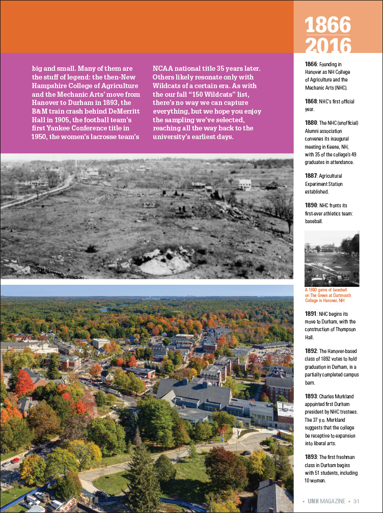 UNH Magazine One Hundred and Fifty Milestone Moments Feature page 2