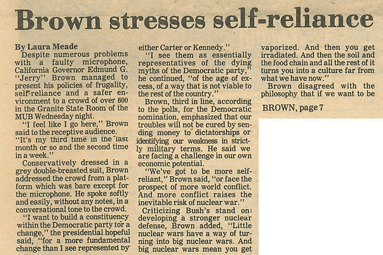Brown stresses self-reliance article