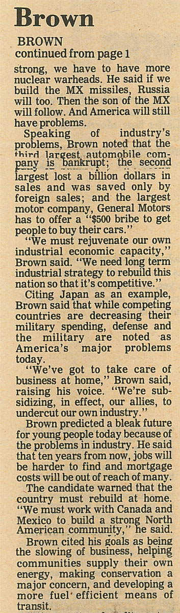 Brown stresses self-reliance