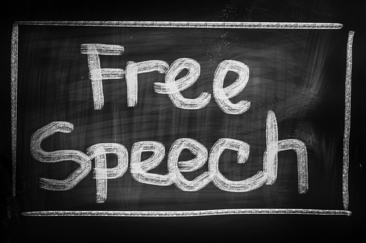 image of a blackboard that says "free speech"