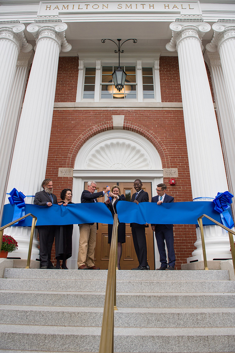ribbon cutting in front of Ham Smith