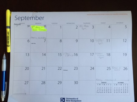 calendar with date highlighted