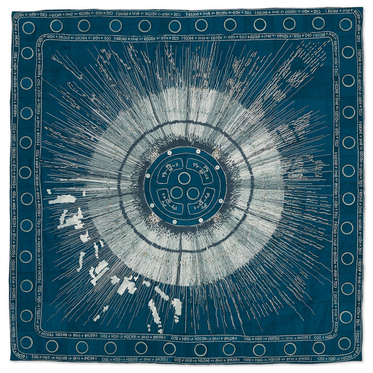Textile art depicting ocean acoustics.