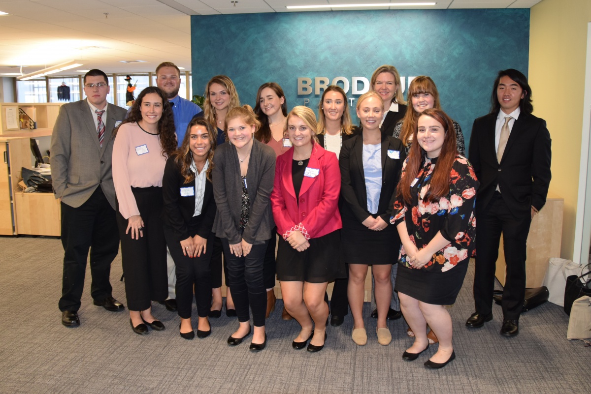 students in attendance at the Brodeur Partners visit with Dean Heidi Bostic.