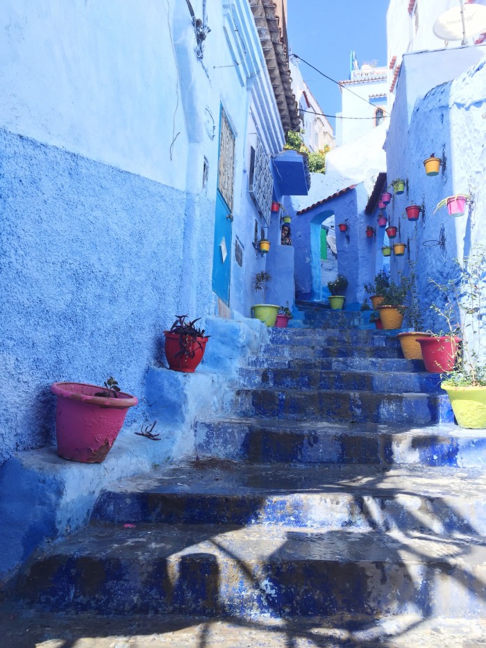 blue steps in Chefchaouen, Morocco