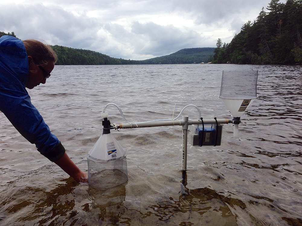 UNH researchers on Lake Christine in Stark, N.H.