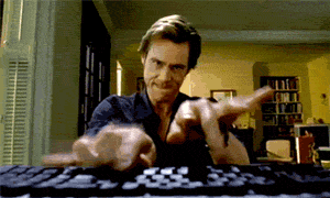 Jim Carrey typing on a keyboard GIF