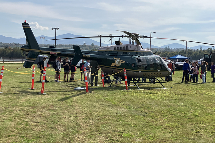 helicopter lands at outdoor career expo