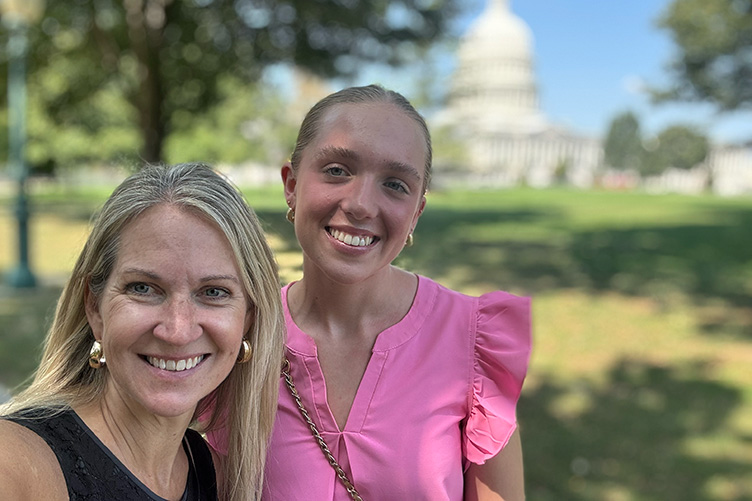 Two woman outside of the capitol in Washington, D.C.