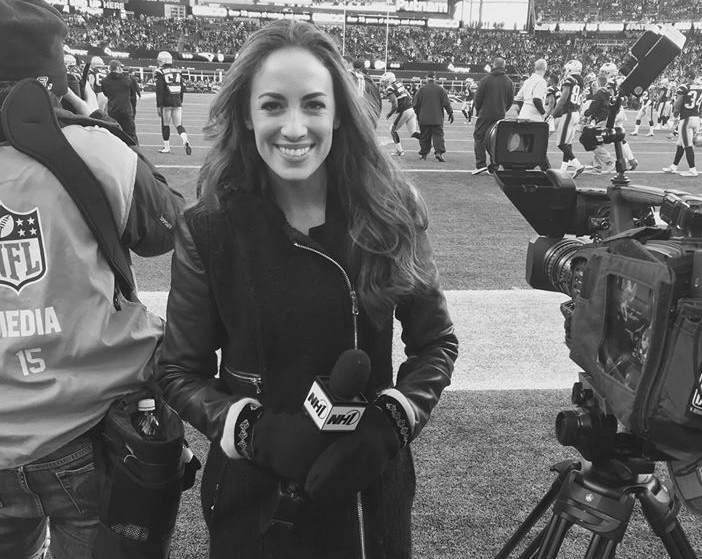UNH alumna Chantel McCabe covering the New England Patriots