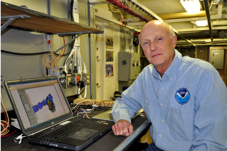 Andy Armstrong aboard research vessel. 