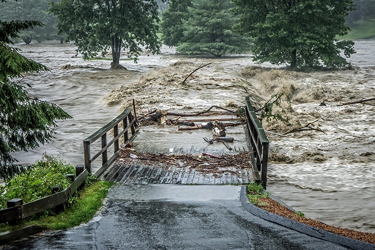 bridge washout in Vermont during Hurricane Irene