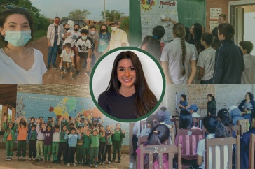 Kristy Miyashita in various scenes of her Peace Corps work in Paraguay