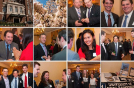 multiple images of alumni cocktail event in washing dc