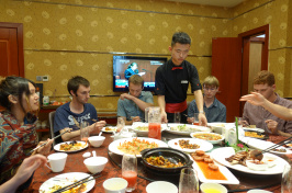 UNH students eating lunch in China