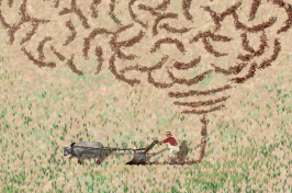 plowing man illustration