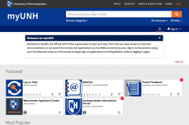 screen shot of myUNH web page