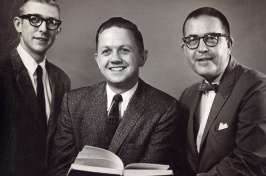 1962 photo of theatre professor Gil Davenport, John Edwards and Joseph Batcheller