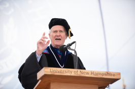 President of the University of New Hampshire Mark W. Huddleston speaking during 2018 commencement