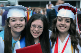 Students at a high school graduation