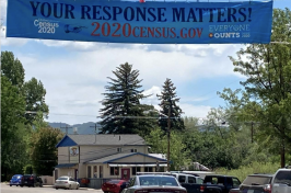 Banner hanging in Bayfield, NH promoting the Census
