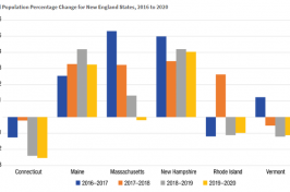 Graphic from the Carsey School showing annual population percentage change for New England states.