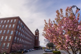 UNH Manchester building in spring
