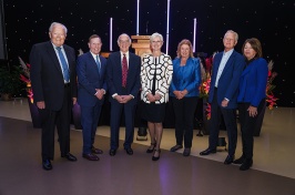 Award recipients stand with President Elizabeth Chilton